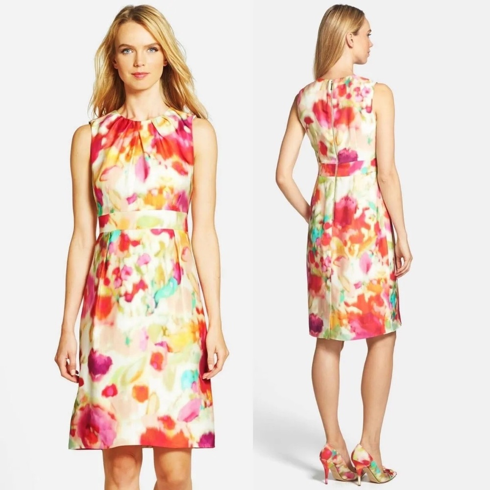 Kate Spade Giverny Bowden Colorful Multicolor Watercolor Shift Dress Size 2